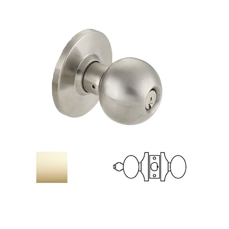 Cal-Royal BA Design Storeroom Knob Lock, 2-3/8 Backset, ASA Strike, Schlage C Keyway, US3 Polished Brass BA05-3-2-3/8